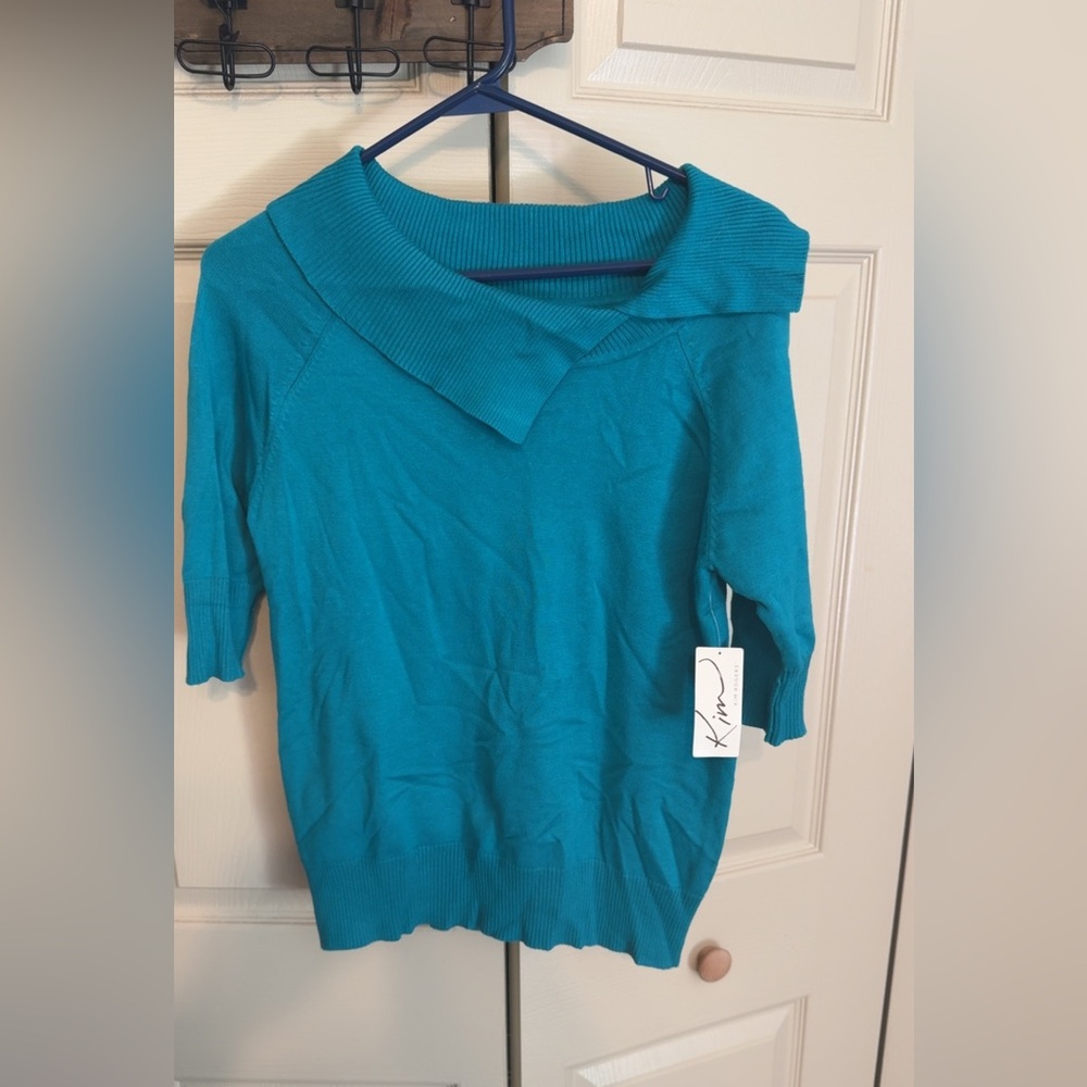 Kim Rogers Turquoise Cowl Neck Sweater